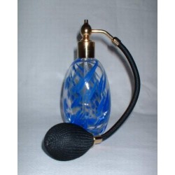 Flacon vaporisateur en cristal décor bleu