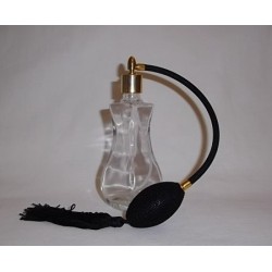 Flacon vaporisateur à poire en verre blanc et poire noire