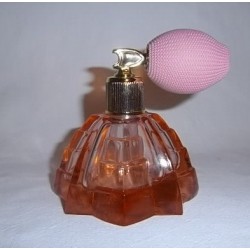 Flacon vaporisateur en verre "vieux rose" style 1930