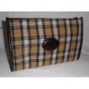 Trousse de toilette tissus écossais marron et beige