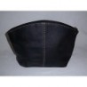 Trousse de toilette en cuir noir coutures blanches